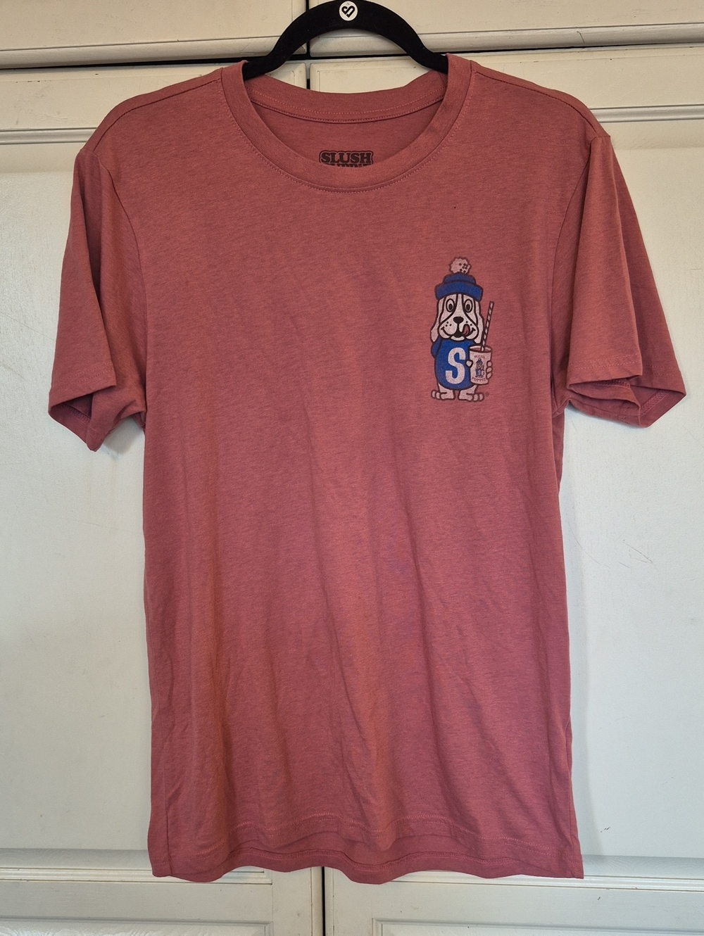 Short-Sleeve Tee in Dusty Rose with Retro Slush Puppie Design
